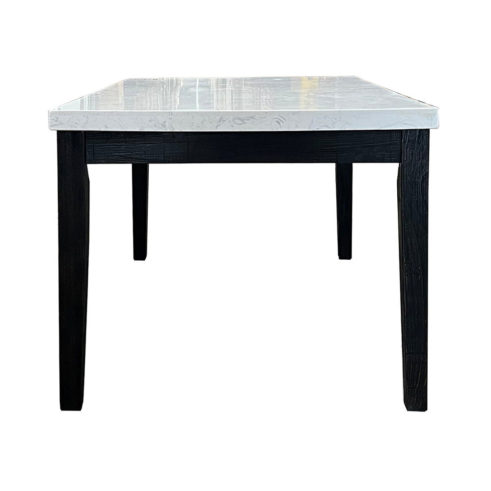 Nolan - Dining Table - White Natural Marble Top & Salvage Dark Oak