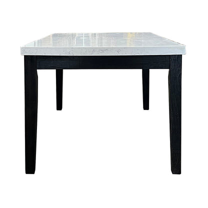 Nolan - Dining Table - White Natural Marble Top & Salvage Dark Oak