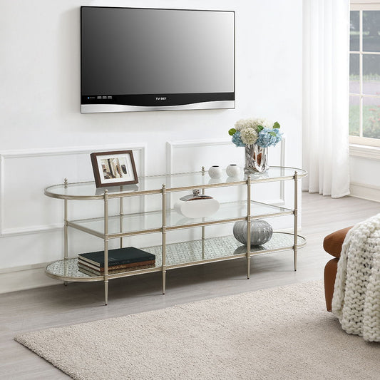 Zaba - TV Stand - Glass Top & Champagne