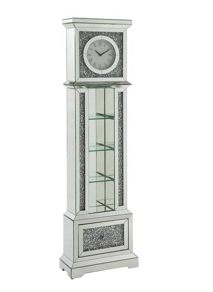 Noralie - 63" Standing Grandfather Clock With LED - Mirrored & Faux Diamonds