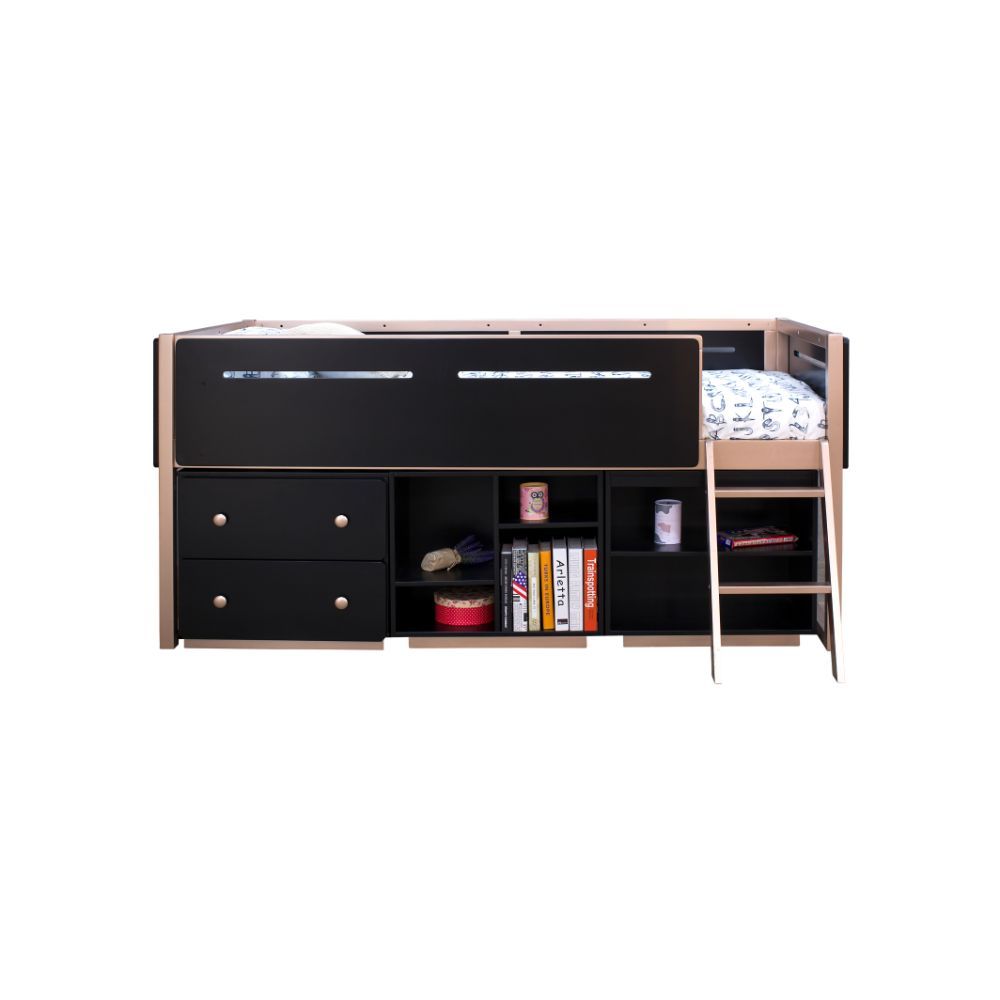 Prescott - Bookshelf - Black & Rose-Gold