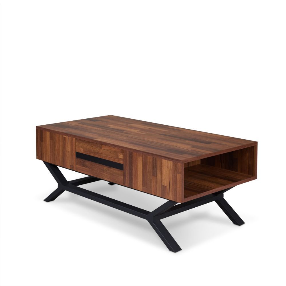 Karine - Coffee Table - Walnut & Sandy Black