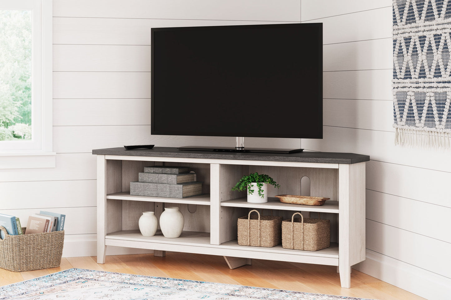 Dorrinson - Two-tone - Medium Corner TV Stand