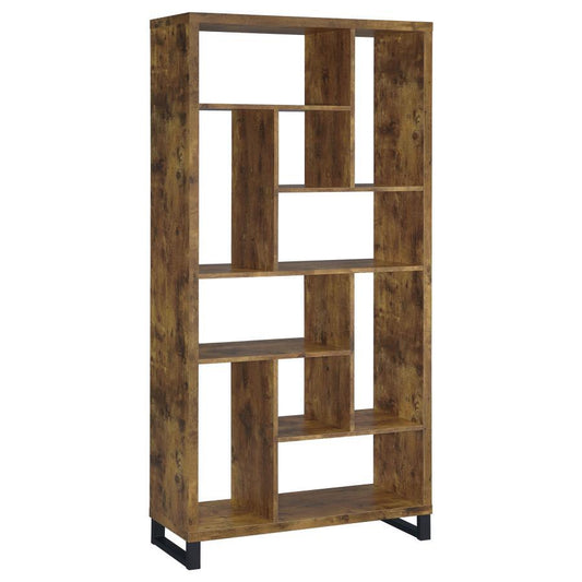 Delwin - 10-Shelf Bookcase - Antique Nutmeg