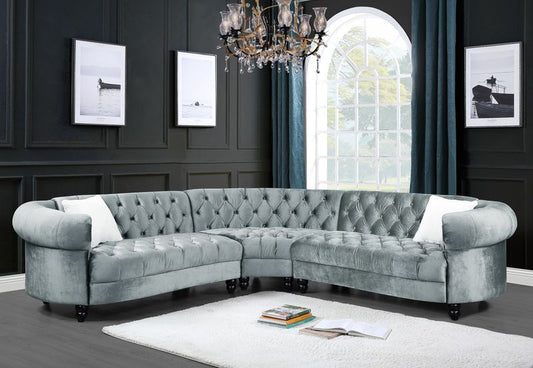 Qulan - Sectional Sofa - Light Blue Velvet