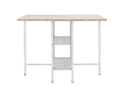 Raine - Counter Height Table - Antique White & Chrome Finish