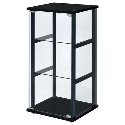 Cyclamen - 3-Shelf Glass Curio Cabinet - Black And Clear