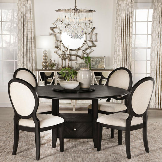 Twyla - 5 Piece Round Dining Set - Dark Cocoa And Cream