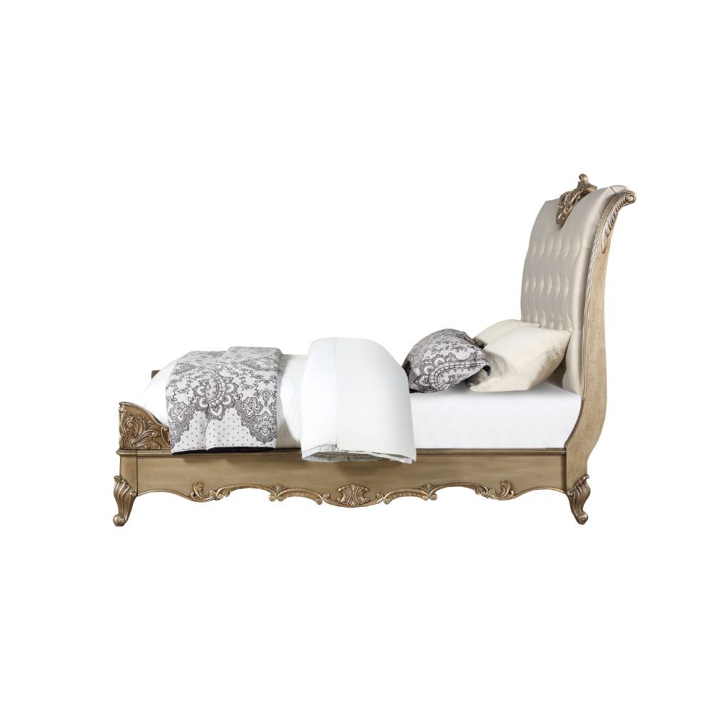 Orianne - California King Bed - Champagne PU & Antique Gold