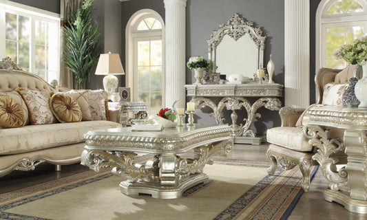 HD-372 - Sofa - Silver With Gold Highlighting