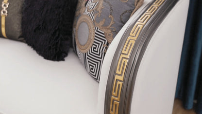 HD-9043 - Sofa - White / Brown / Gold