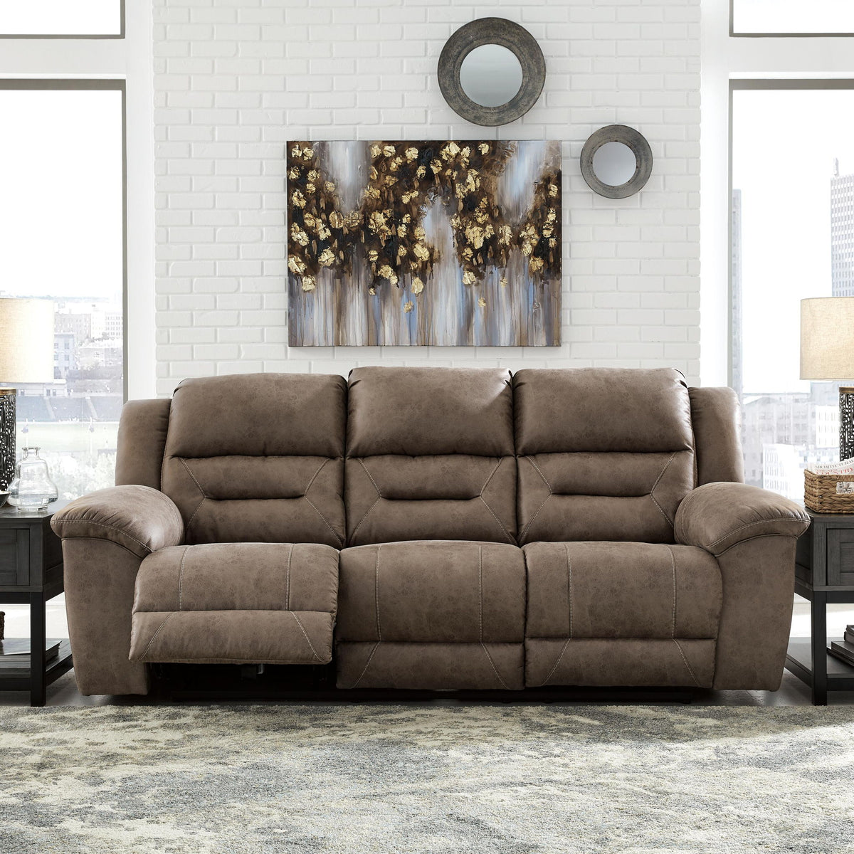 Stoneland - Reclining Sofa - Light Brown