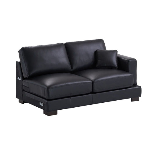 Geralyn - Sectional Sofa With 2 Pillows - Black Leather