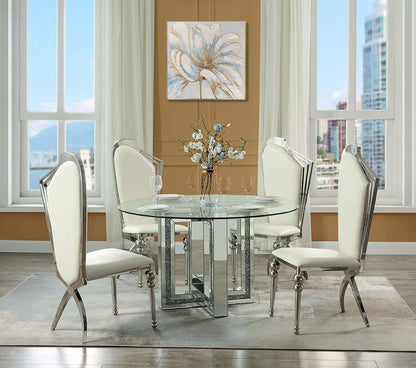 Noralie - Round Dining Table - Mirrored & Faux Diamonds