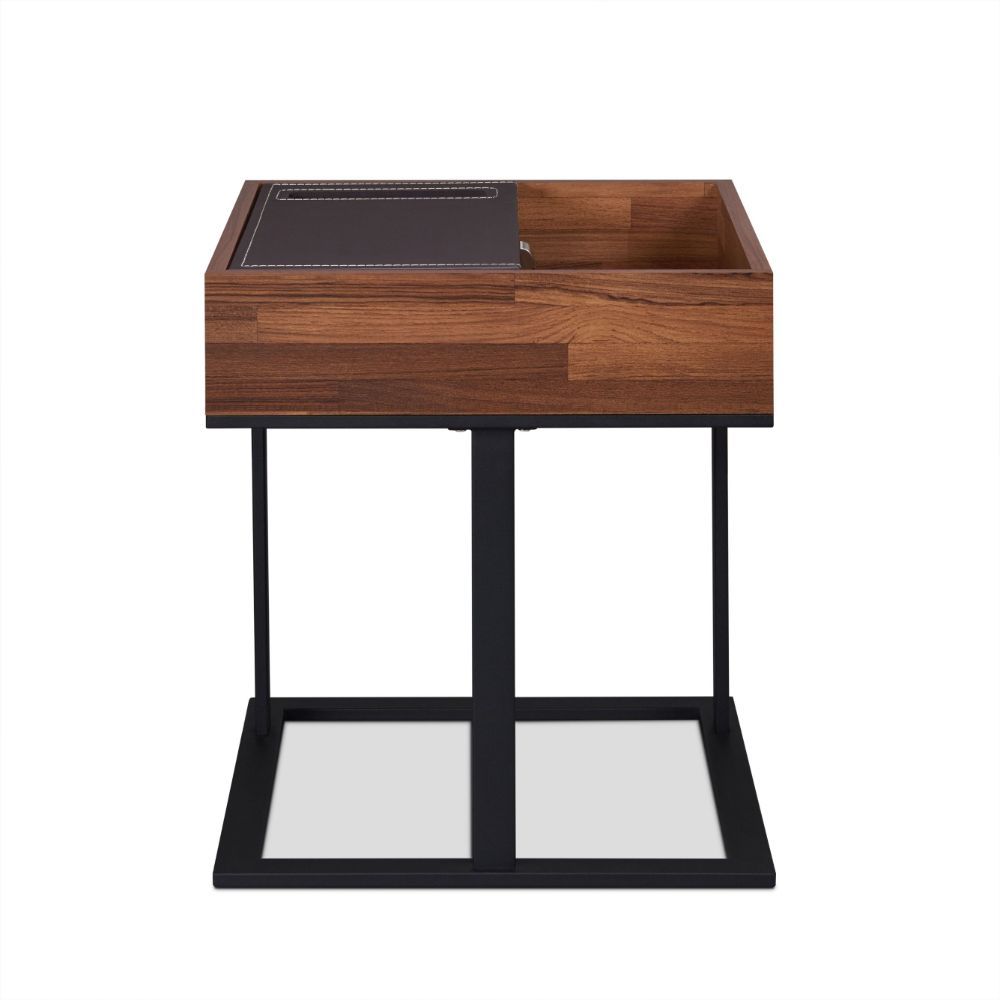 Sara II - Accent Table - Espresso Pu, Walnut & Sandy Black