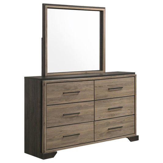 Baker - 6-Drawer Dresser With Mirror - Brown And Light Taupe