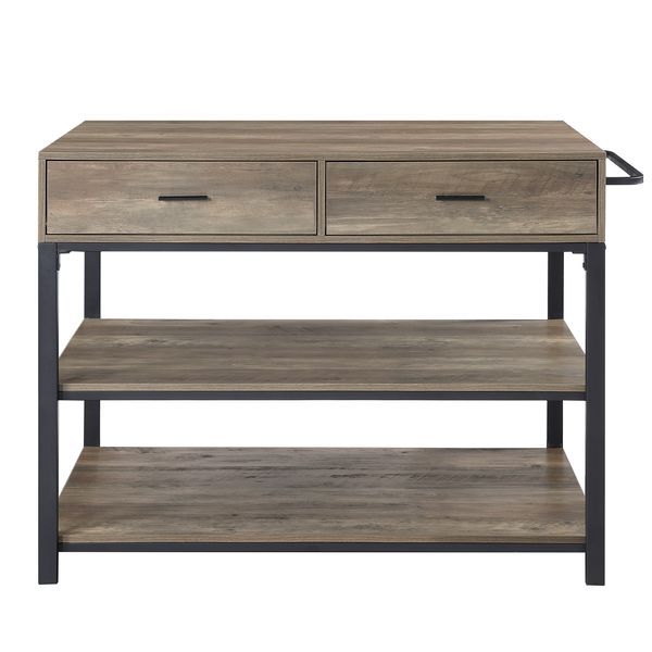 Macaria - Kitchen Island - Rustic Oak & Black Finish - 36"