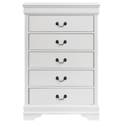 Louis Philippe - 5 Drawers Bedroom Chest - White