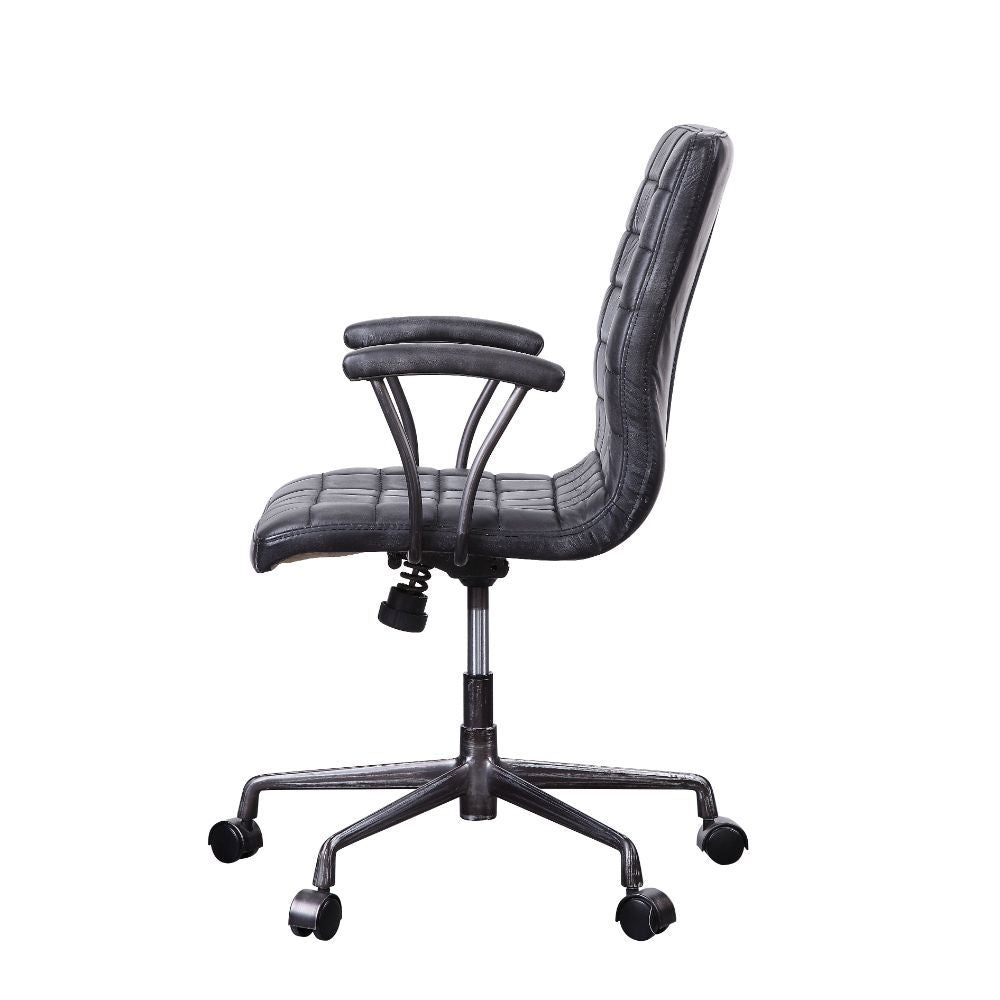 Barack - Executive Office Chair - Vintage Black Top Grain Leather & Aluminum