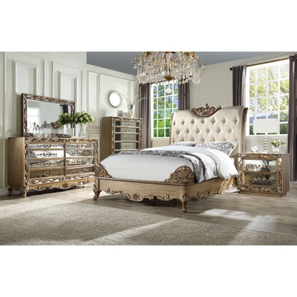 Orianne - California King Bed - Champagne PU & Antique Gold