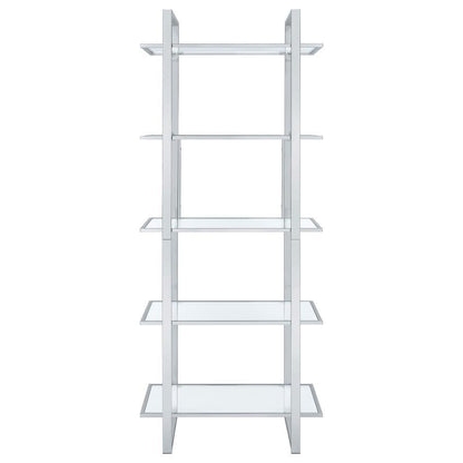 Hartford - Glass Shelf Bookcase - Chrome