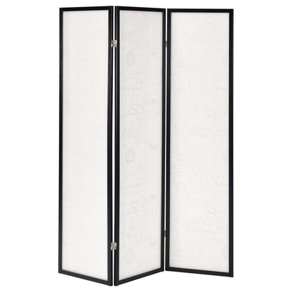 Felice - 3-Panel French Script Print Folding Screen - Espresso