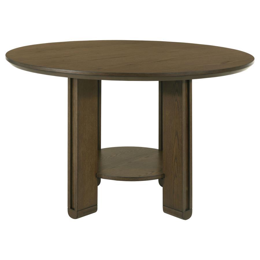 Ottowa - Round Wood Dining Table With Shelf - Brown