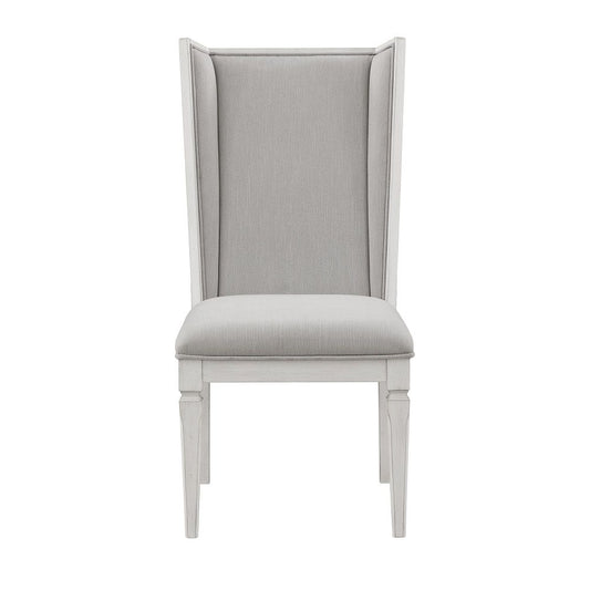 Katia - Hostess Chair (Set of 2) - Light Gray Linen & Weathered White