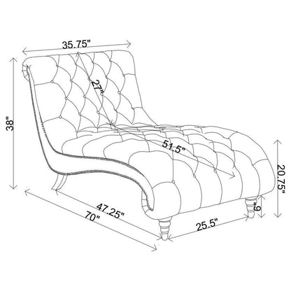 Lydia - Tufted Cushion Chaise With Nailhead Trim - Gray