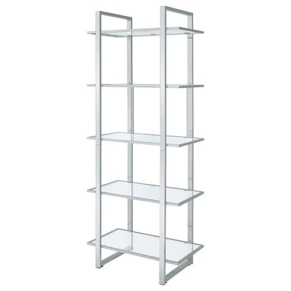 Hartford - Glass Shelf Bookcase - Chrome