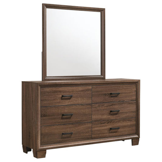 Brandon - 6-Drawer Dresser With Mirror - Medium Warm Brown