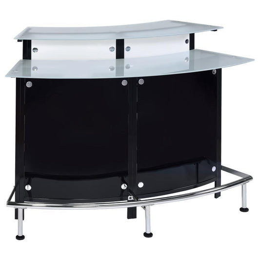 Keystone - Curved Glass Top Home Bar Wine Cabinet - Black