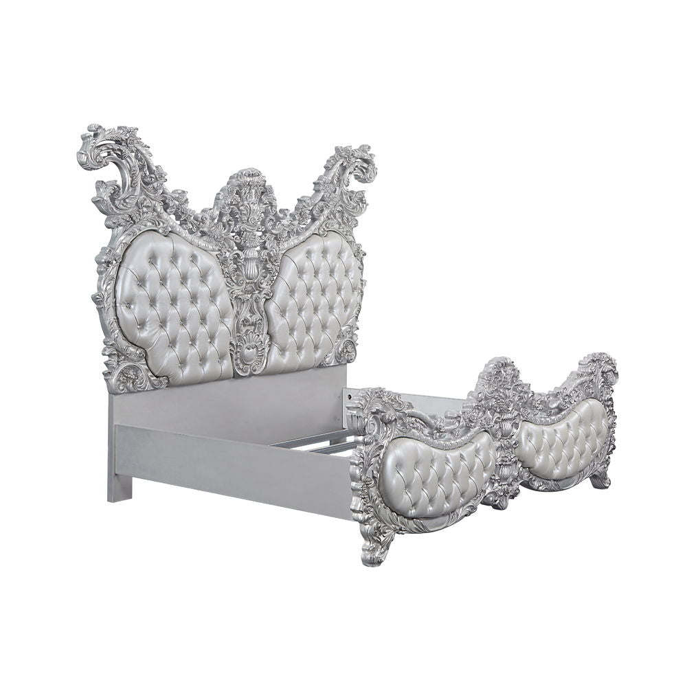 Valkyrie - Eastern King Bed - PU, Light Gold & Gray Finish