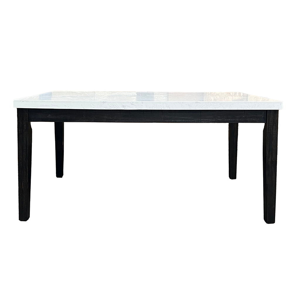 Nolan - Dining Table - White Natural Marble Top & Salvage Dark Oak