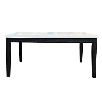 Nolan - Dining Table - White Natural Marble Top & Salvage Dark Oak