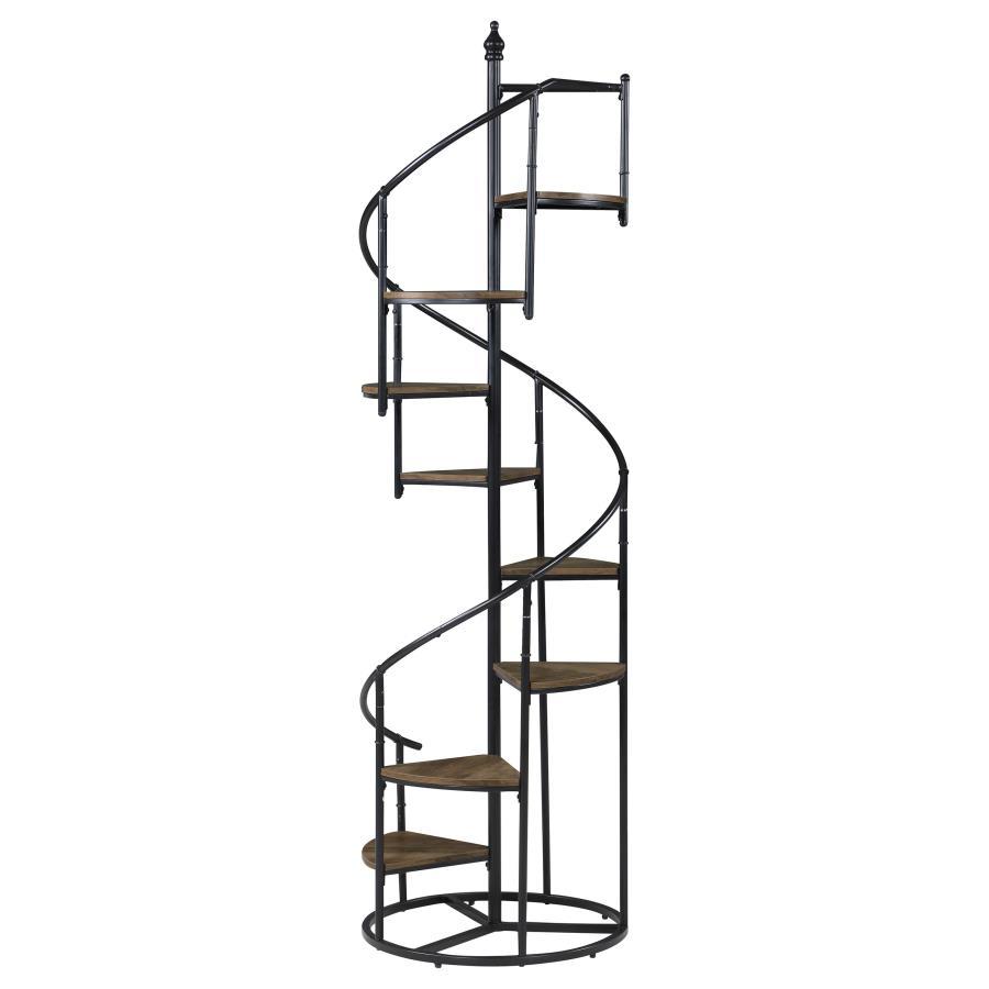 Roseglen - 8-Shelf Staircase Bookcase - Rustic Brown And Black