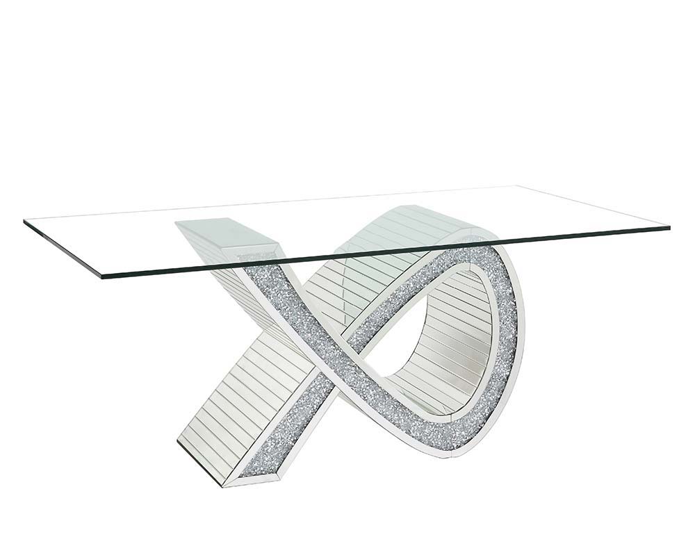 Noralie - Dining Table - Mirrored & Faux Diamonds - Glass