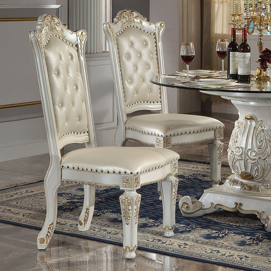Vendome - Synthetic Leather Side Chair Set of 2) - Antique Pearl