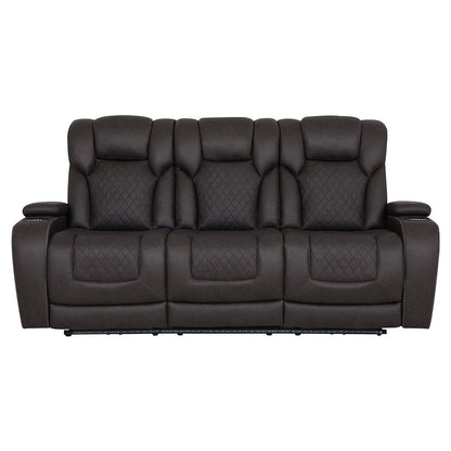 Wendell - Power Motion Sofa With Dropdown Table, Storage, USB & LED - Dark Gray