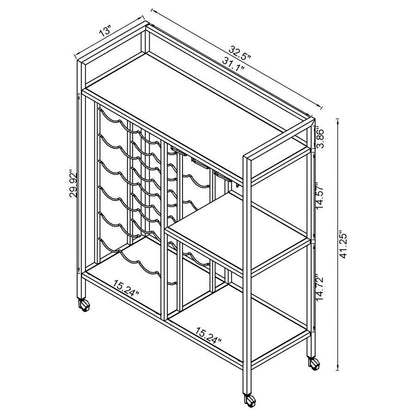 Derion - Glass Shelf Serving Cart With Casters - Chrome