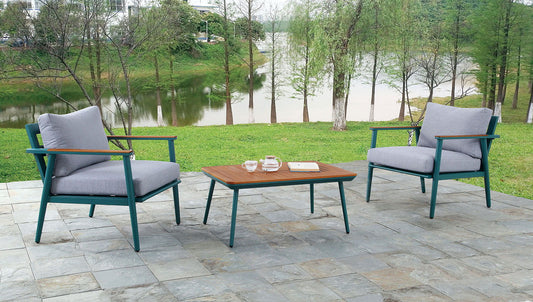 Marsha - 3 Piece Outdoor Set - Gray / Green / Oak