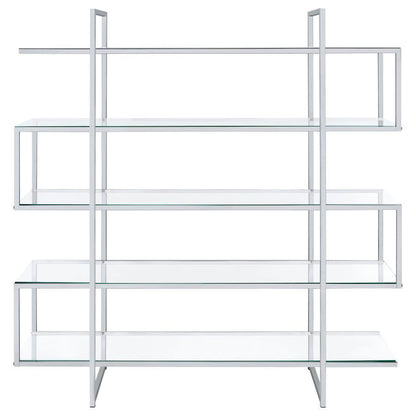 Elmer - 5-Shelf Bookcase - Chrome And Clear