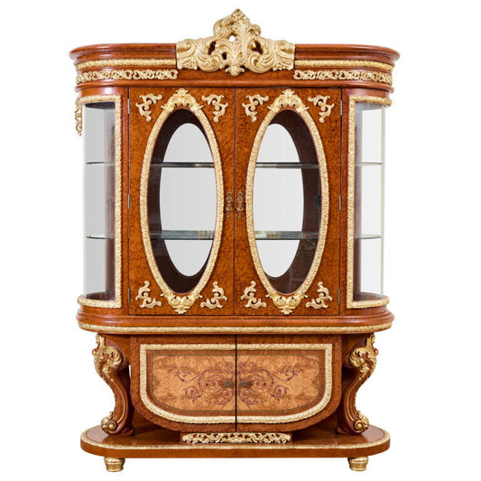 HD-8024 - China Cabinet - Cedar Red / Gold Highlight