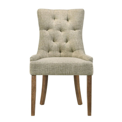 Yotam - Side Chair Set of 2) - Beige Fabric & Salvaged Oak
