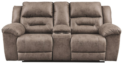 Stoneland - DBL Rec Loveseat w/Console - Light Brown