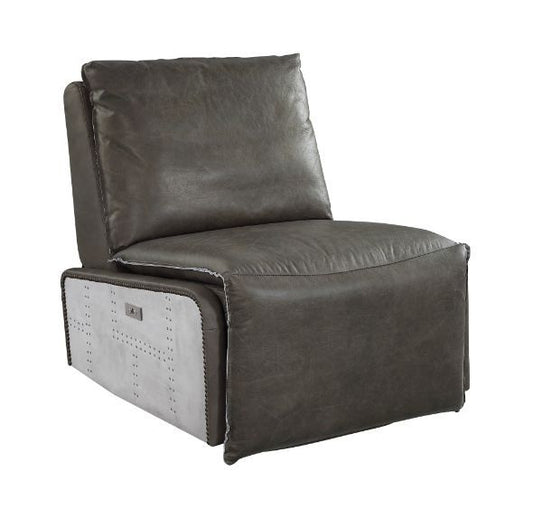 Metier - Power Motion Recliner - Gray Top Grain Leather & Aluminum