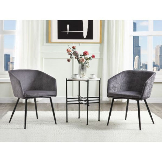 Taigi - Chair & Table - Gray Velvet & Black