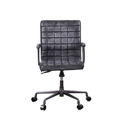 Barack - Office Chair - Vintage Black Top Grain Leather & Aluminum