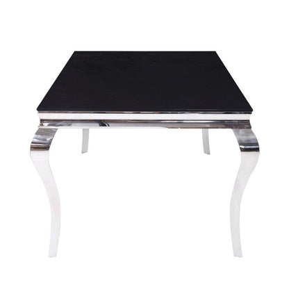 Fabiola - Dining Table - Black Glass Top & Stainless Steel