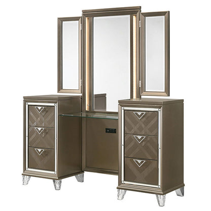 Skylar - Vanity Desk & Mirror - Dark Champagne